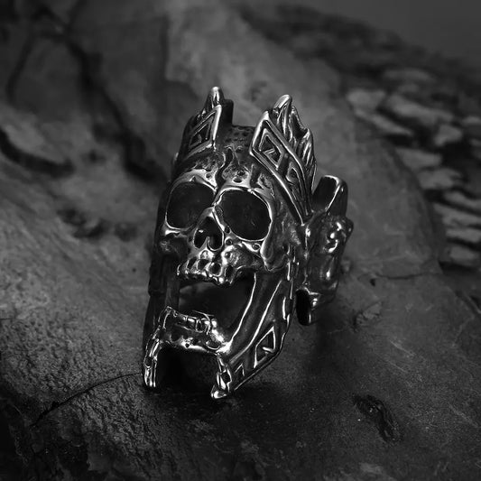 Skeleton soldier skull ring