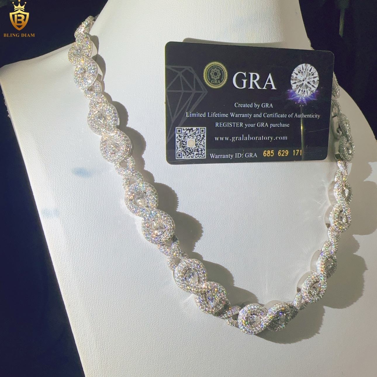 15mm Fine Jewelry D Color VVS Moissanite 925 Silver cuban link chain