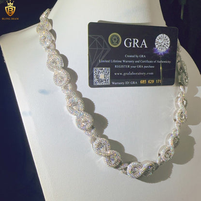 15mm Fine Jewelry D Color VVS Moissanite 925 Silver cuban link chain