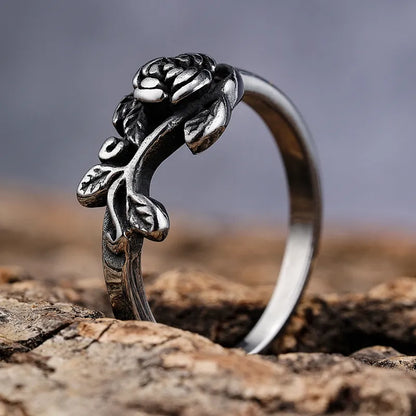 Stainless Steel Floral Ring
