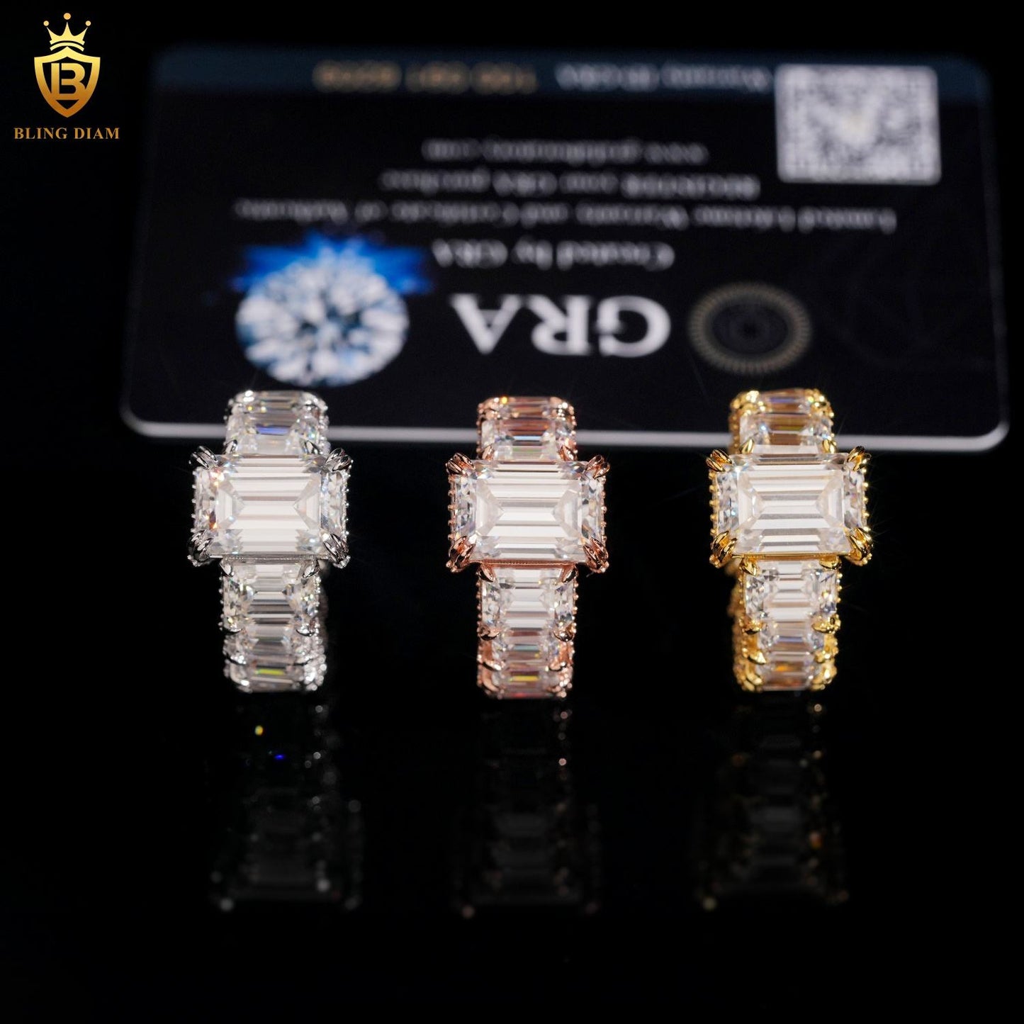 Emerald-cut moissanite ring
