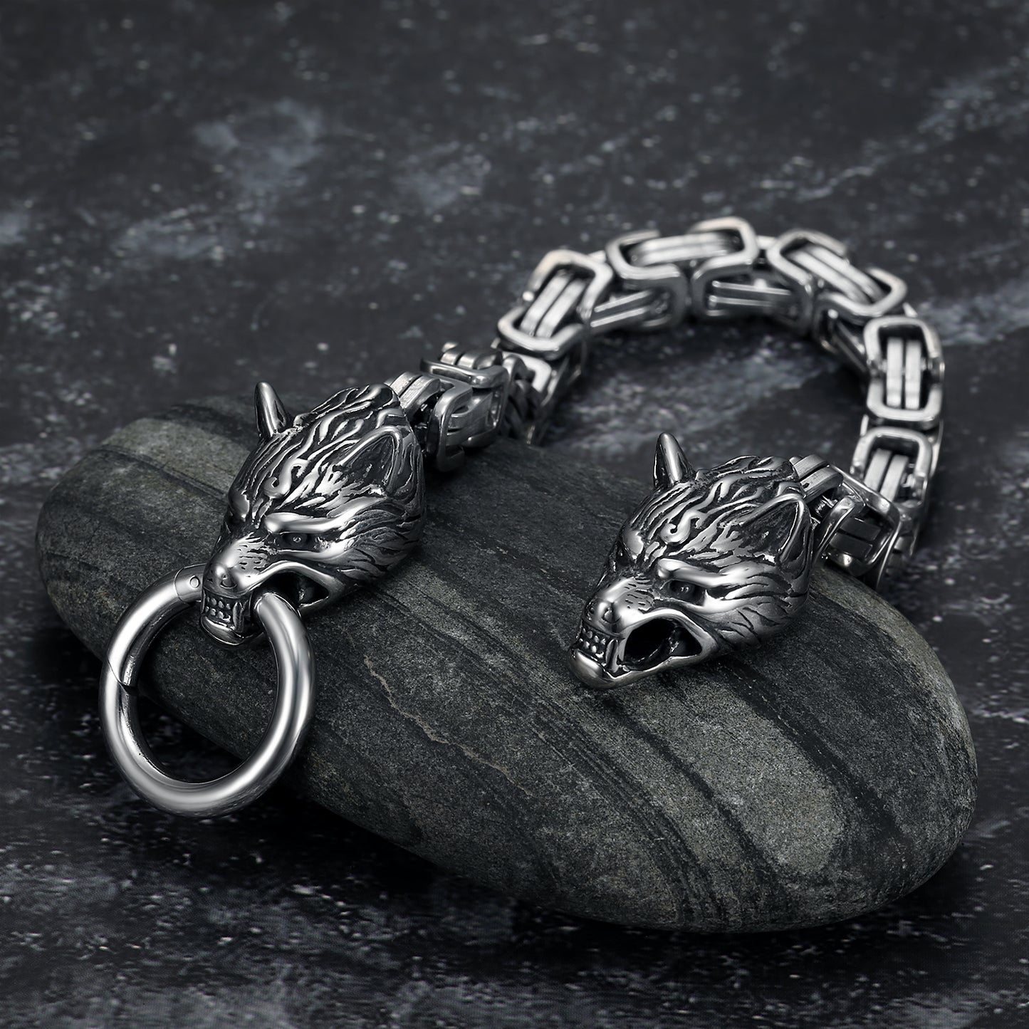 Nordic Viking Wolf Head Bracelet