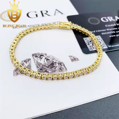 Signature Tennis Bracelet - 3mm VVS Moissanite, Gold Plated Sterling Silver