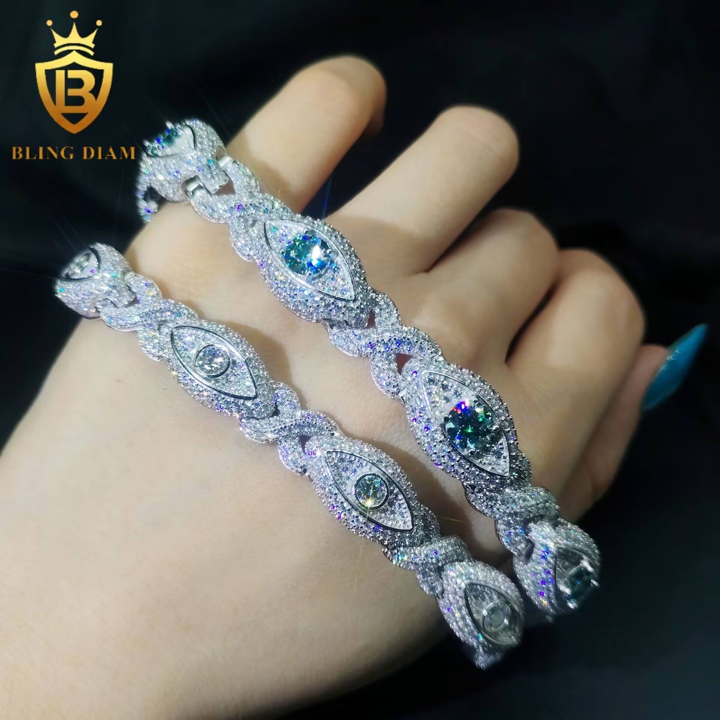 Evil Eye Infinity Moissanite Cuban Bracelet
