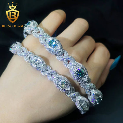 Evil Eye Infinity Moissanite Cuban Bracelet