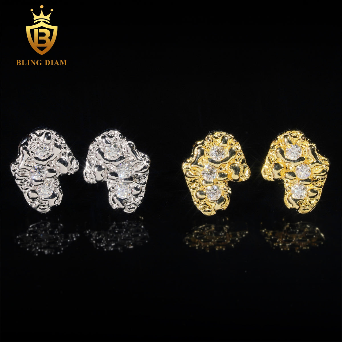 Moissanite Nugget Stud Earrings