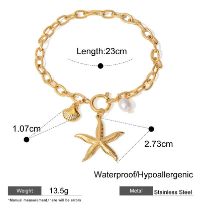 Seashell Starfish Link Chain Pendant Bracelets