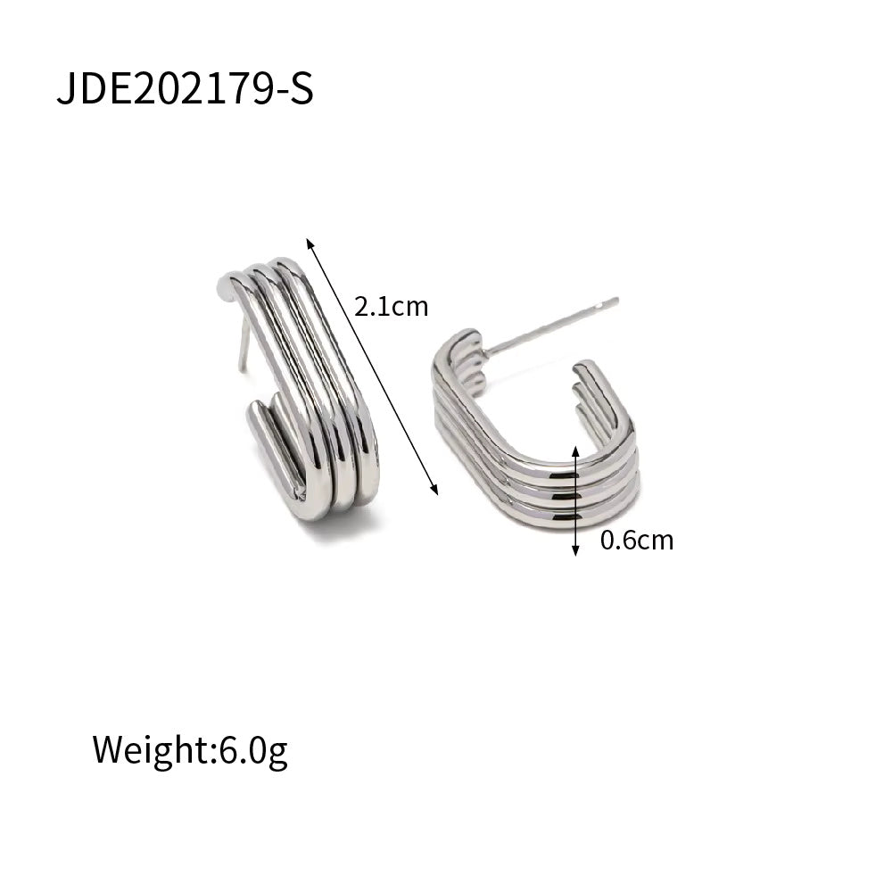 U-shaped Three Layer Stud Earrings