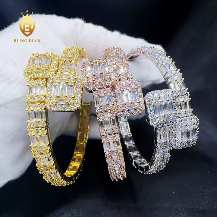 Wide Baguette Bangle Bracelet