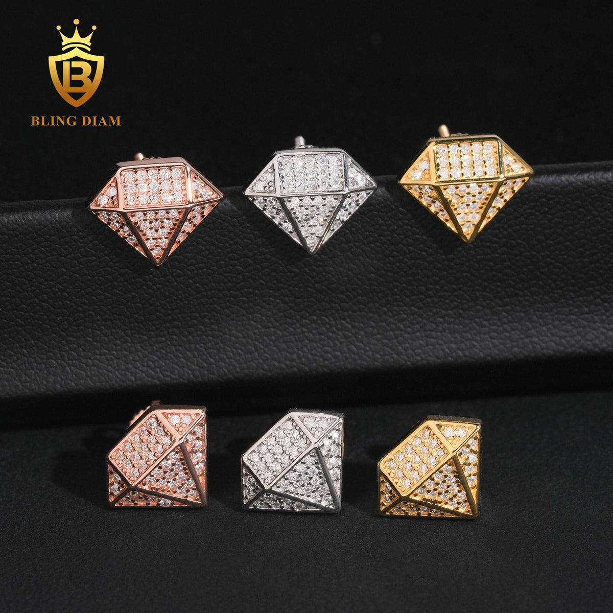 VVS Diamond-Shaped Moissanite Stud Earrings