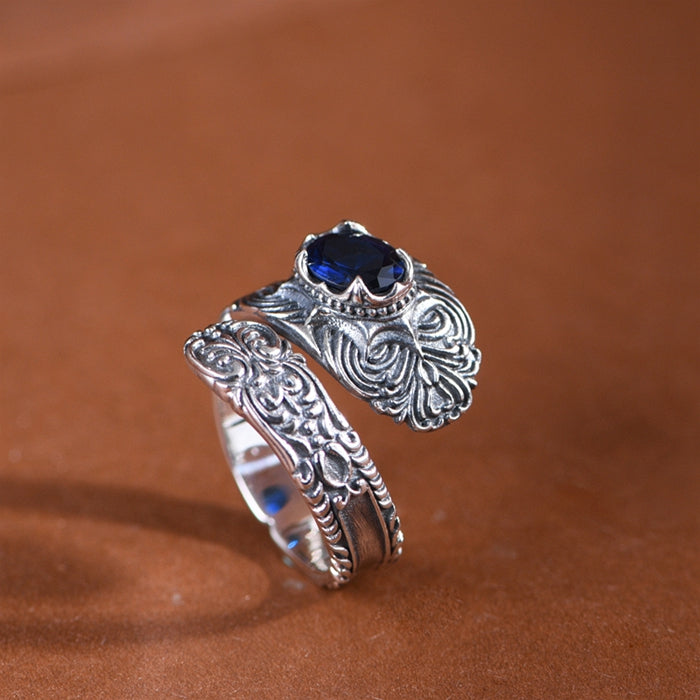 Ivy Engraved with Zircon Ring
