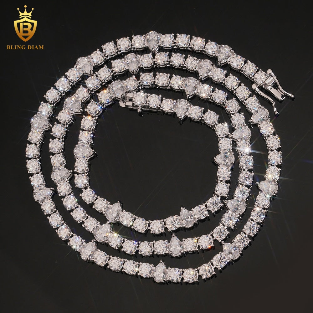 Round & Pear Cut Moissanite Tennis Bracelet
