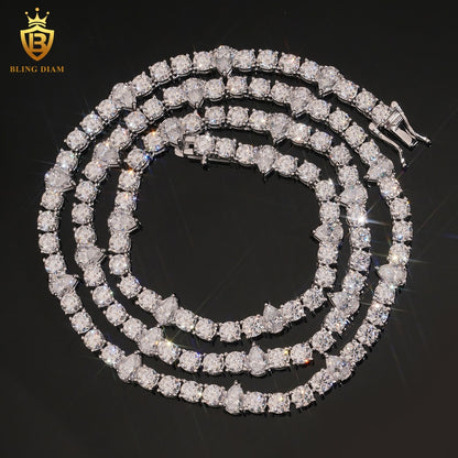 Round & Pear Cut Moissanite Tennis Bracelet
