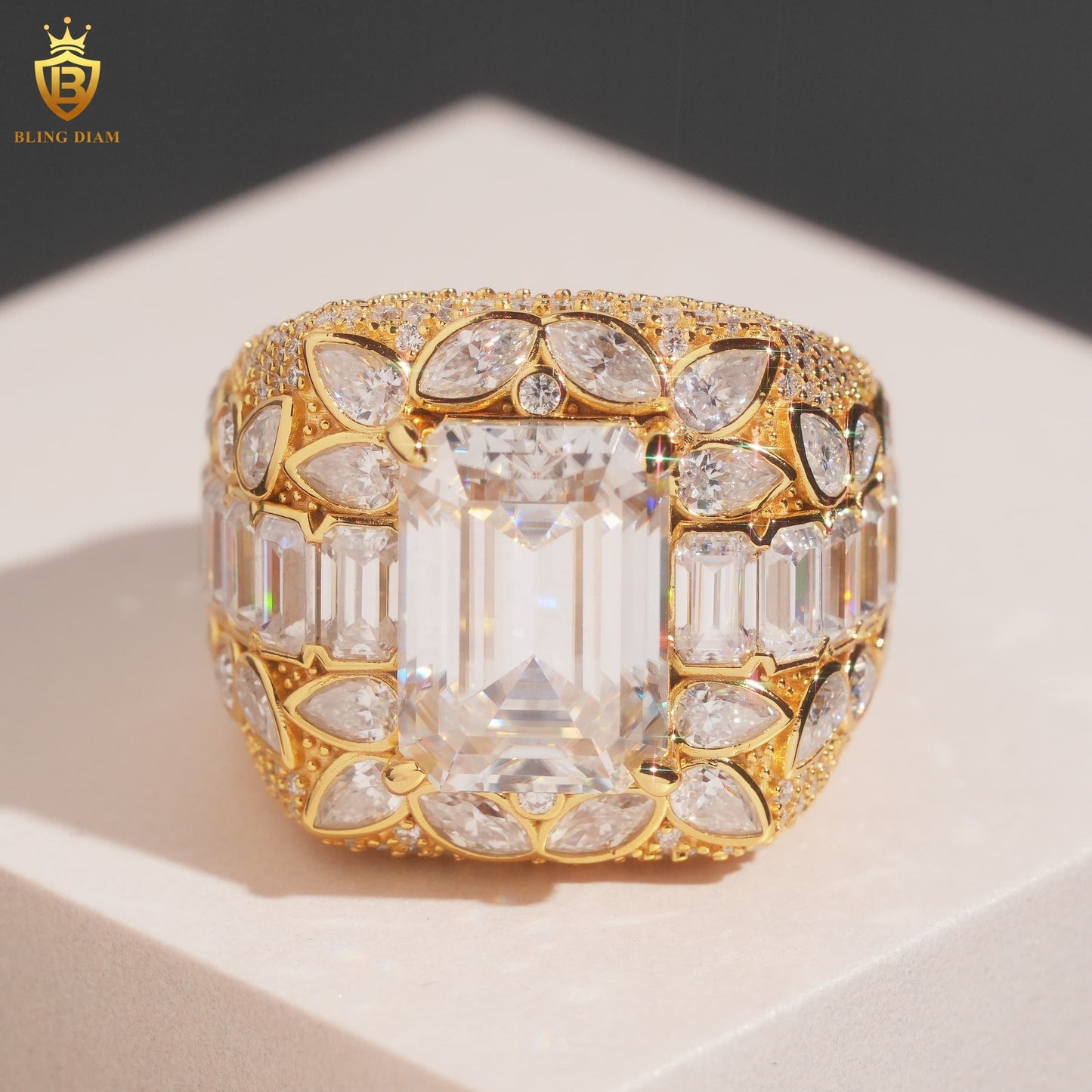 Buss down iced-out ring