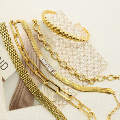 Braided Thick Chain Flat Snake Bone Bracelet