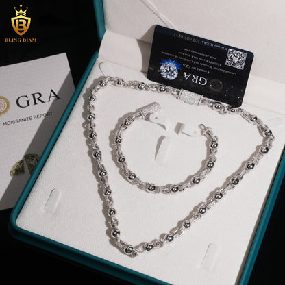 8mm S925 Silver Moissanite Beaded chain