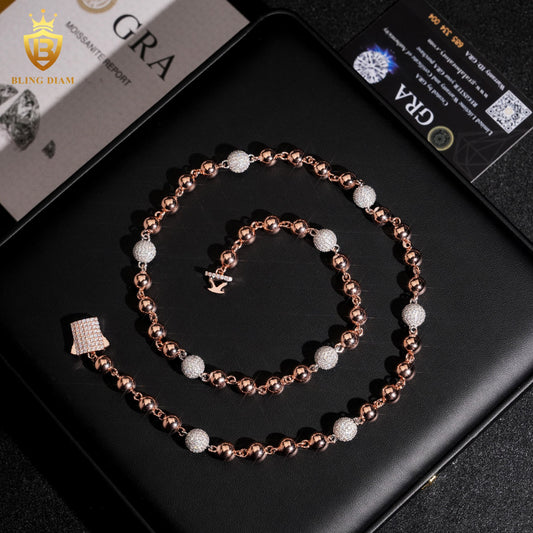 8mm Long Beads 925 Sterling Silver Chains