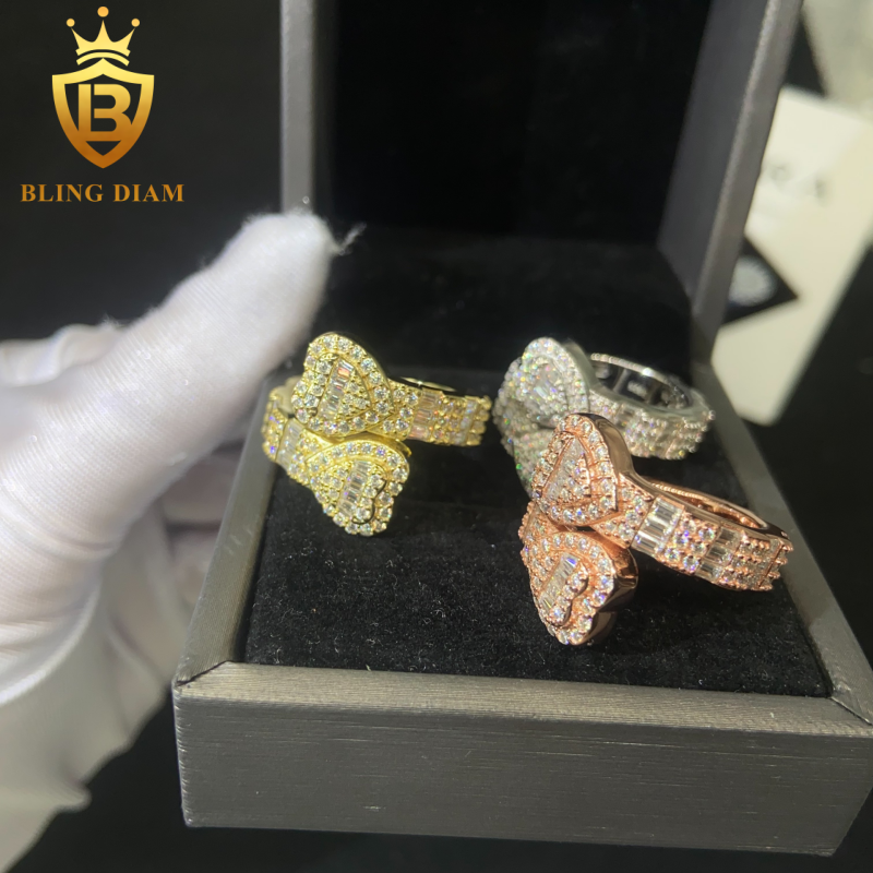 Heart-design iced-out ring