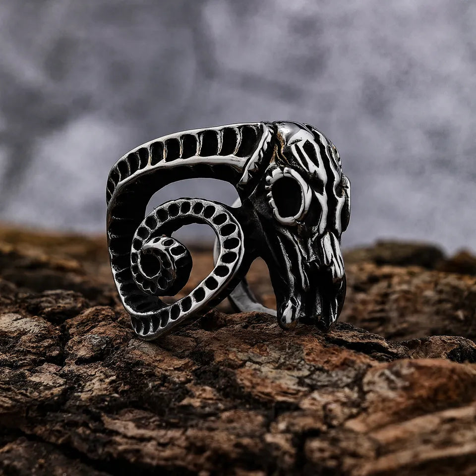 satanic lucifer goat ring