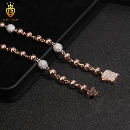 8mm Long Beads 925 Sterling Silver Chains