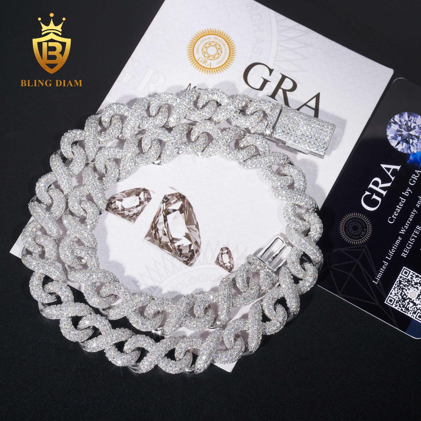 8MM VVS Moissanite sterling silver Cuban chain