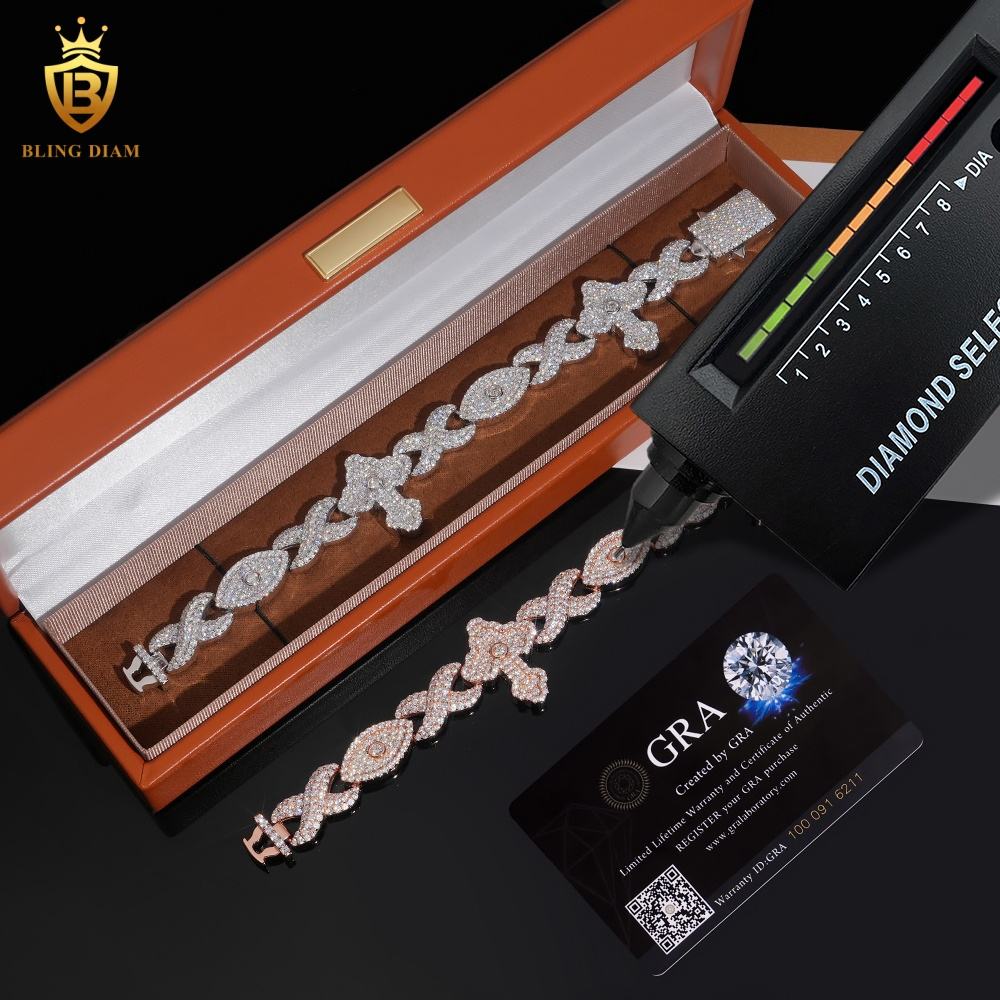 Cross and Infinity Moissanite Cuban Bracelet