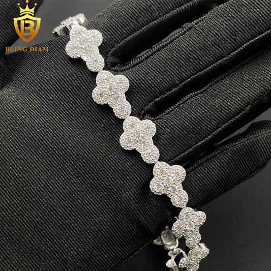 Flower Cross Moissanite Bracelet