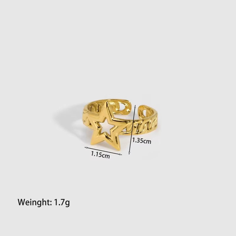 Open Heart Star Hollow Rings