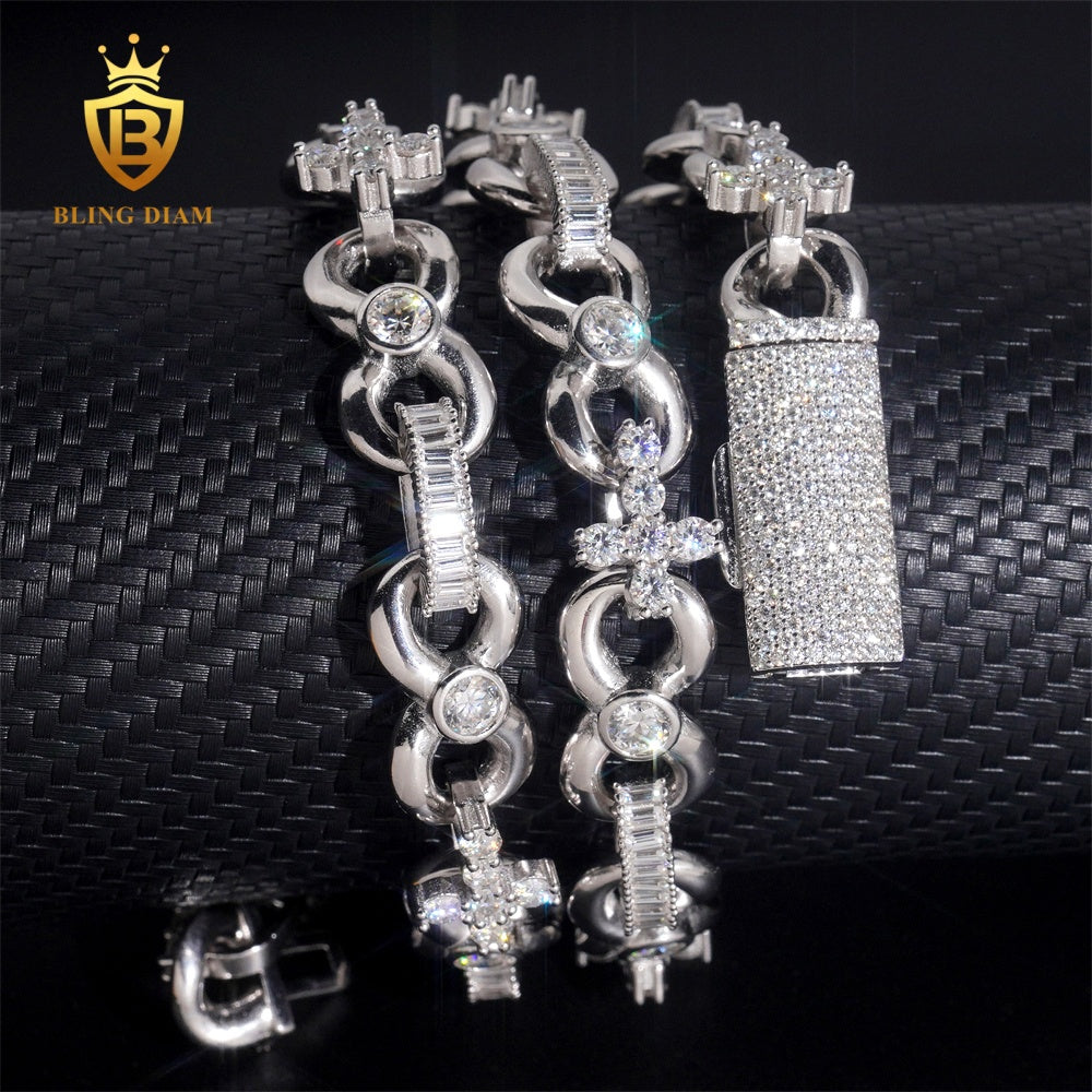 925 Sterling Silver 13mm moissanite chain