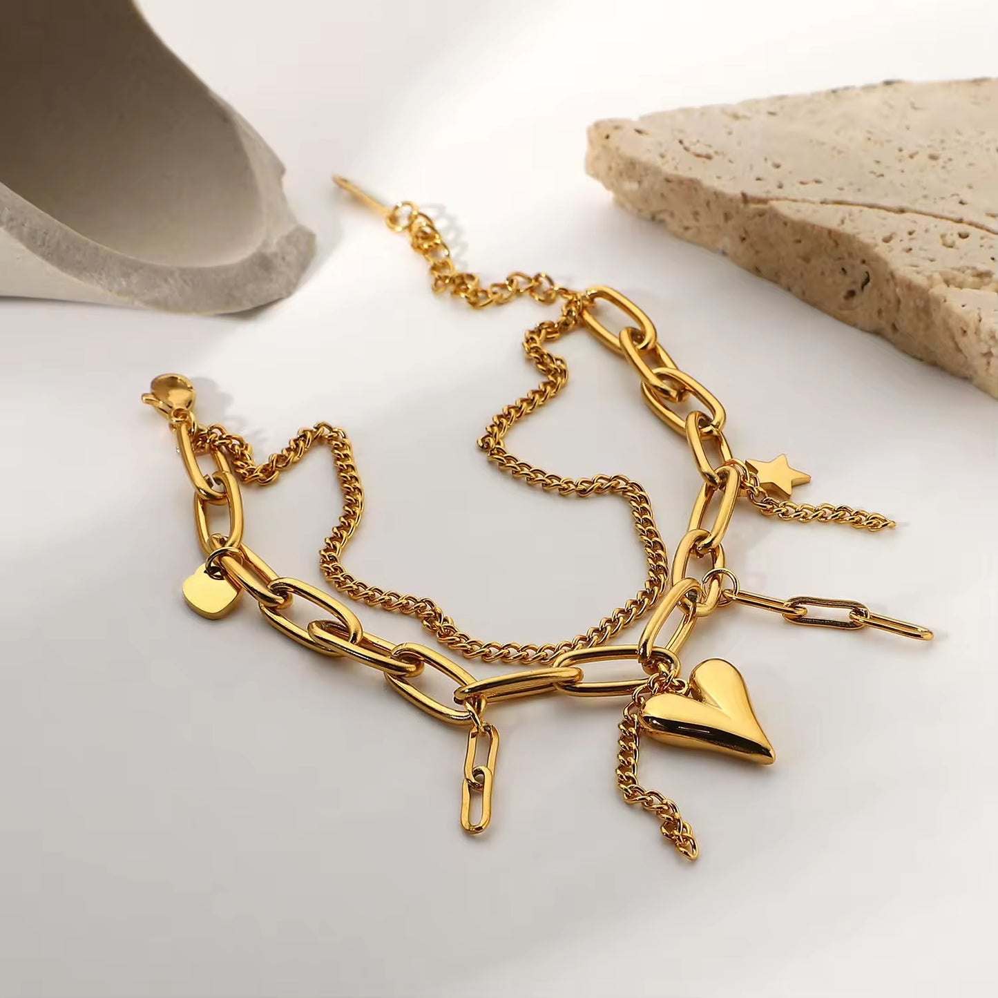 Heart Star Pendant Bracelet