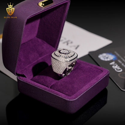 Iced-out moissanite ring