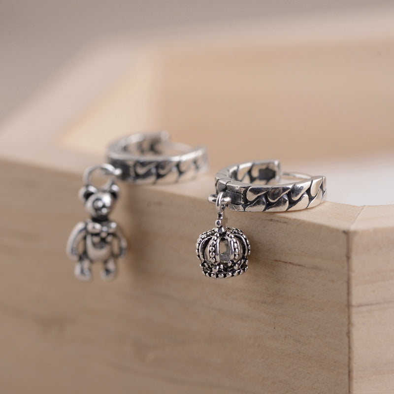 Crown Bear Drop Earrings