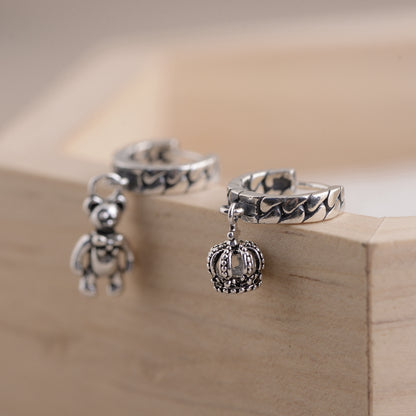 Crown Bear Drop Earrings