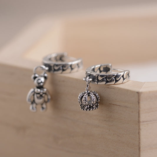 Crown Bear Drop Earrings