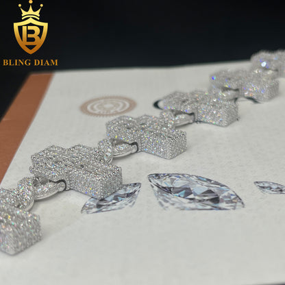 Cross Cuban Link Moissanite Bracelet