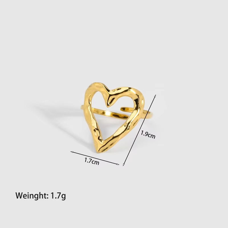 Open Heart Star Hollow Rings
