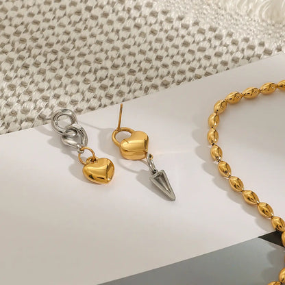 Heart-Shaped Design and Chain Earrings