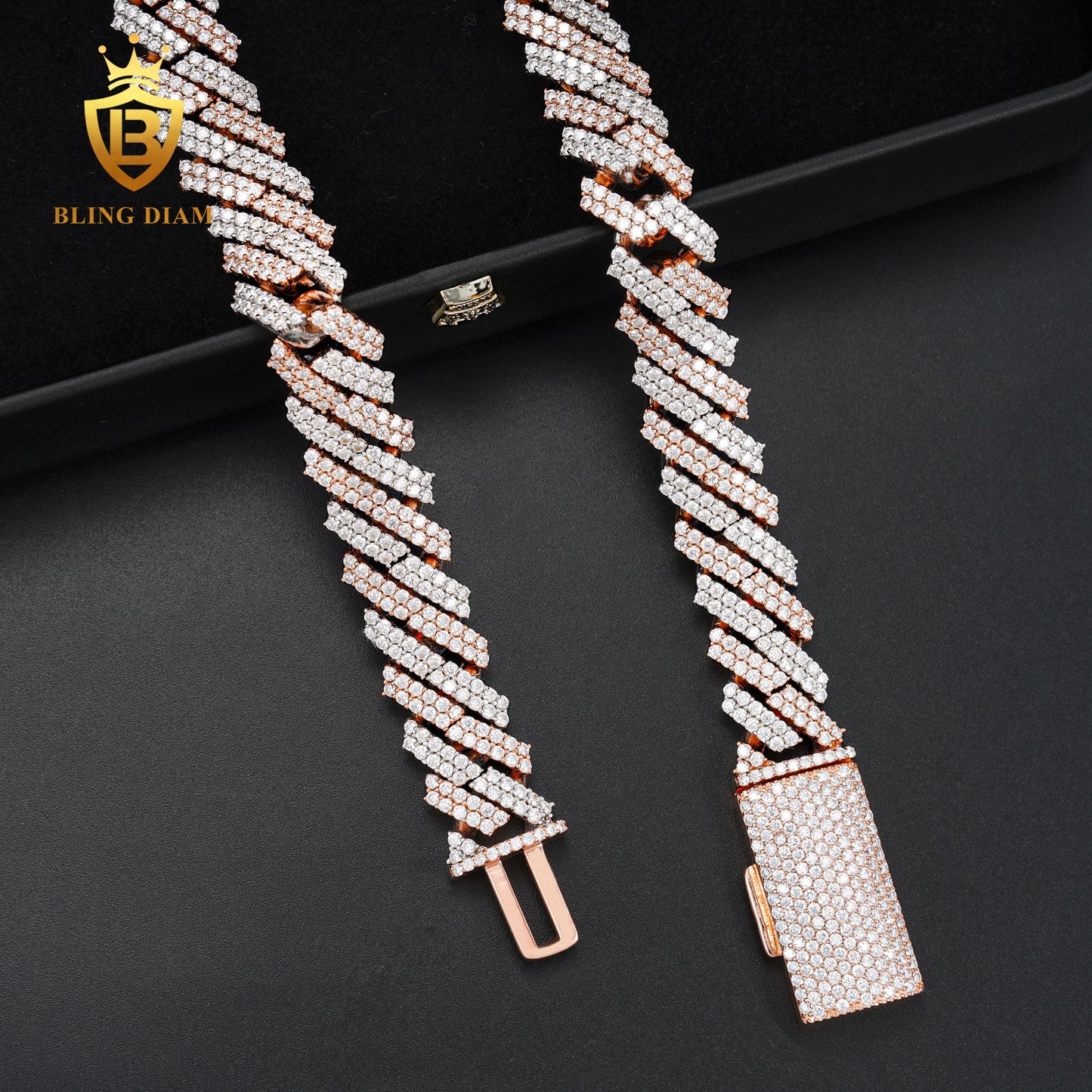 15mm Cuban sterling silver Moissanite Chain