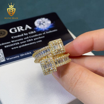Bypass-style baguette moissanite ring