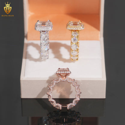 Emerald-cut moissanite ring