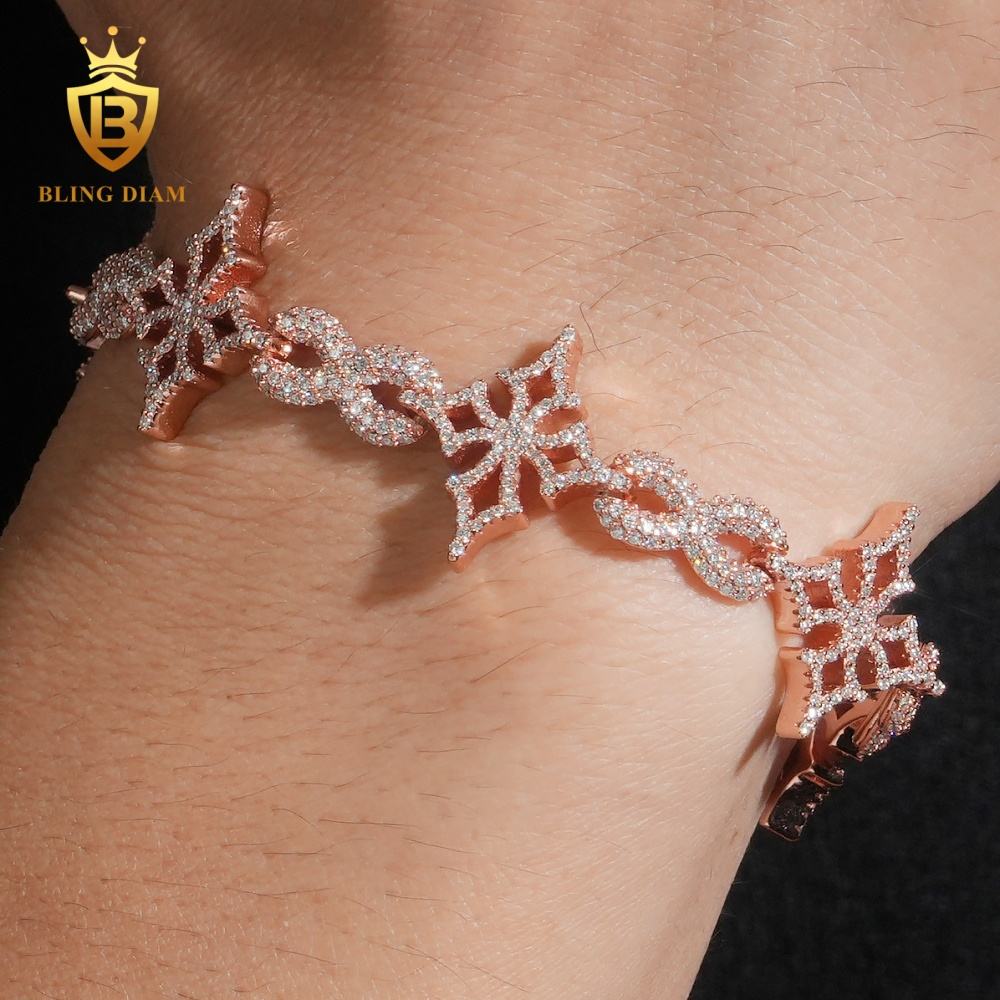 Rose Gold Cross Infinity Moissanite Cuban Bracelet