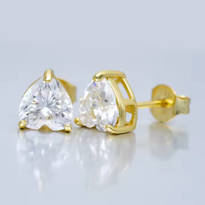 Heart Stud Earrings - 6.5mm VVS Moissanite, Sterling Silver