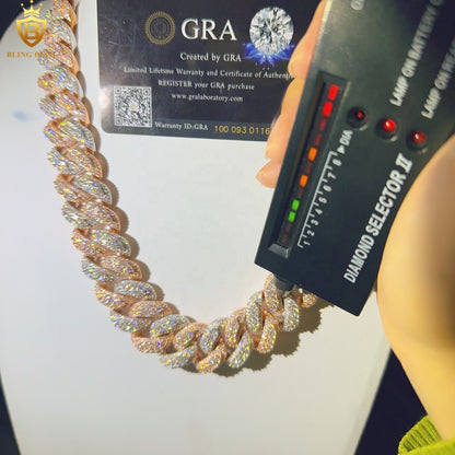 Miossanite 22mm Sterling Silver 925 Miami Cuban Link Chain