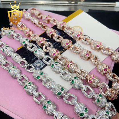 Skull S925 Silver Moissanite Cuban Chain