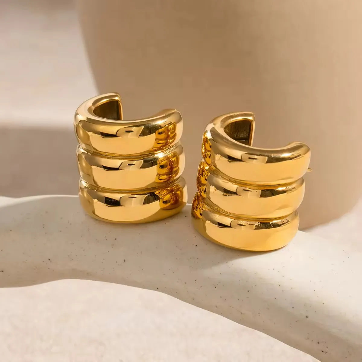 C Shaped Three Layers Stud Earrings