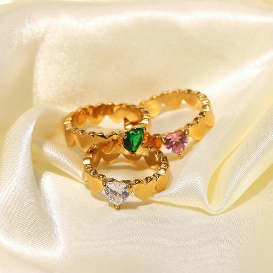 Heart Zircon Finger Rings