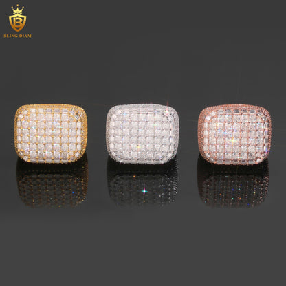 Rectangle square iced-out ring