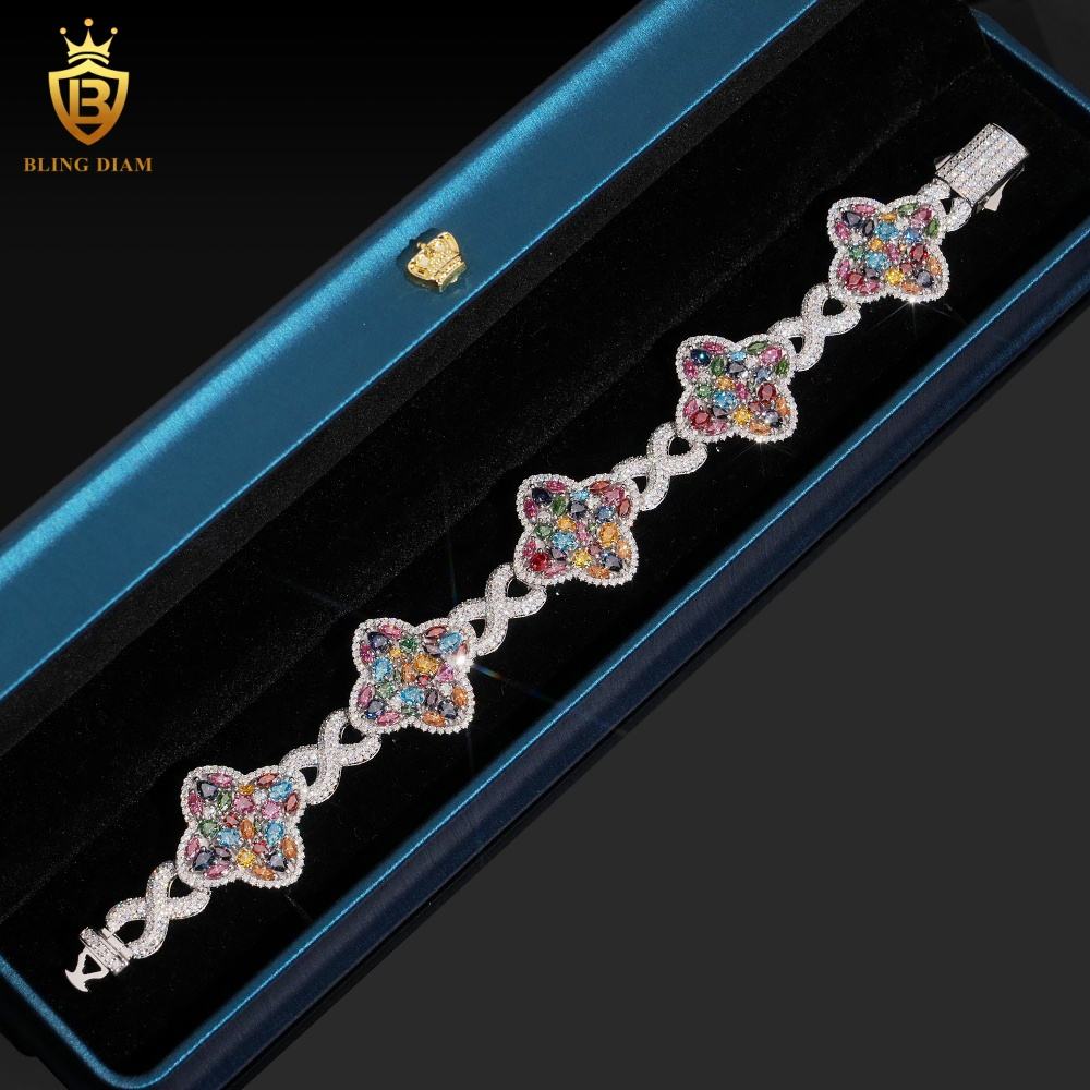 Colorful Clover Moissanite Bracelet