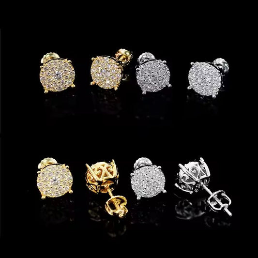 Halo Crown VVS Moissanite Stud Earrings | 925 Sterling Silver