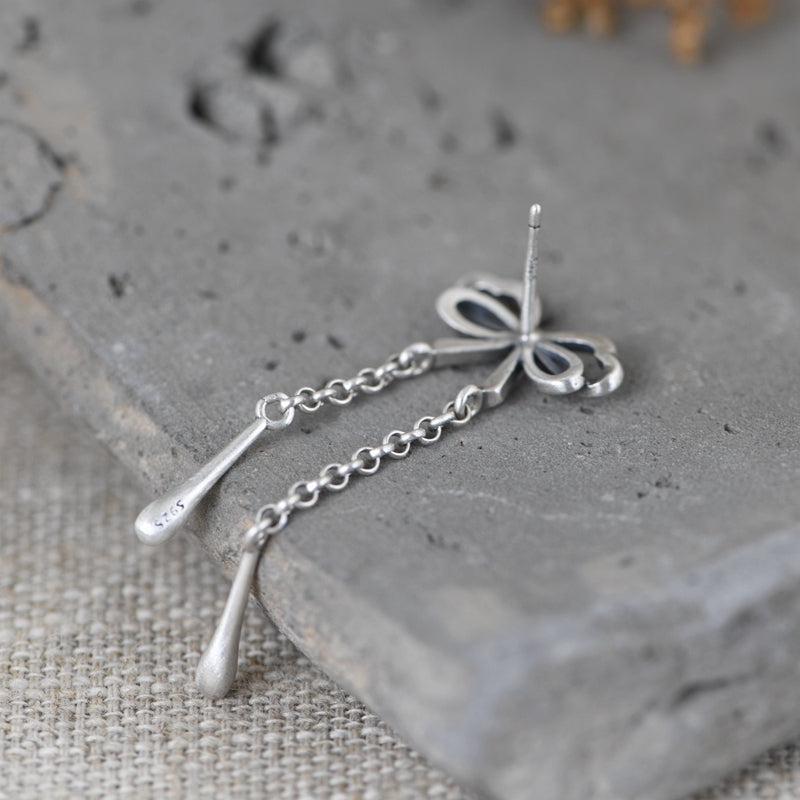 Chain Long Tassel Bow Earrings